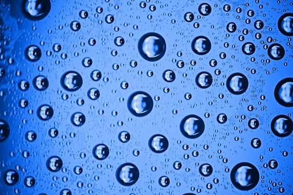 Blue Wet Background Raindrops Window Glass Concept Autumn Weather — Stock Photo, Image