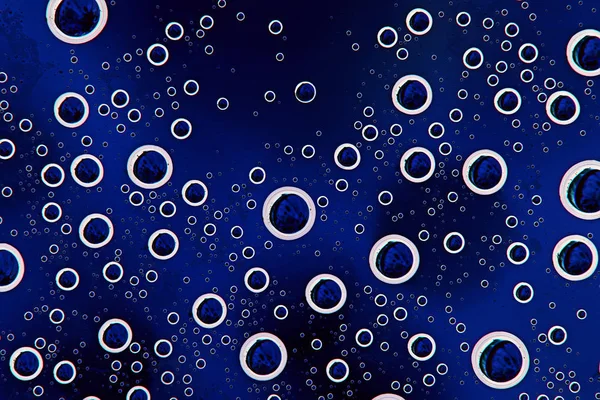 Blauwe Natte Achtergrond Regendruppels Vensterglas Concept Van Herfstweer — Stockfoto