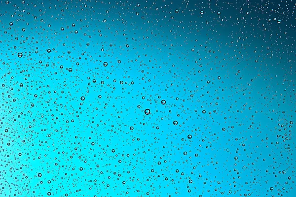 Sfondo Blu Bagnato Gocce Pioggia Sul Vetro Della Finestra Concetto — Foto Stock