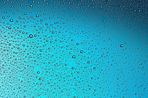 Fondo Húmedo Azul Gotas Lluvia Vidrio Ventana Concepto Clima Otoño — Foto de Stock