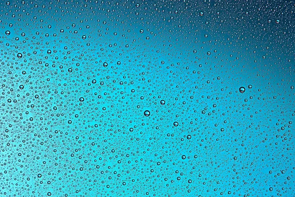 Fundo Molhado Azul Gotas Chuva Vidro Janela Conceito Clima Outono — Fotografia de Stock