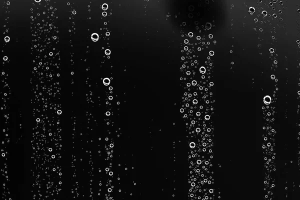 Black Wet Background Raindrops Window Glass Concept Autumn Weather — Stock Photo, Image