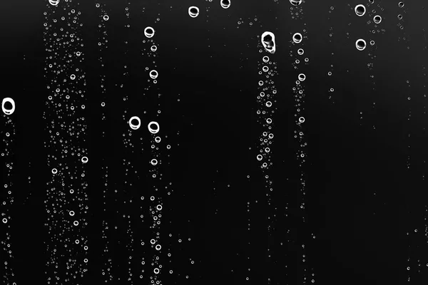 Fondo Húmedo Negro Gotas Lluvia Vidrio Ventana Concepto Clima Otoño — Foto de Stock