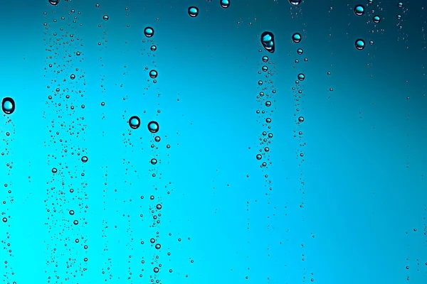 Våta Blåttbakgrund Regndroppar Fönsterglas Begreppet Höstväder — Stockfoto