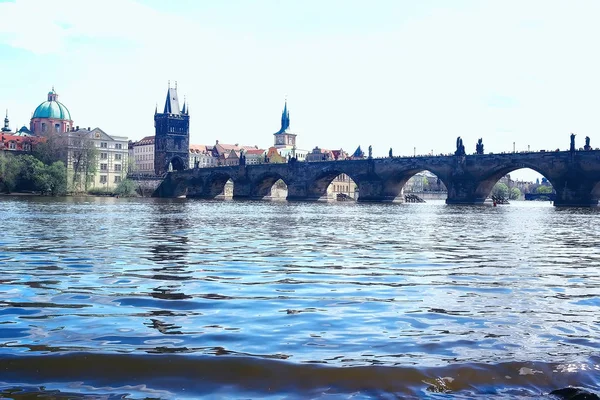 Panoramablick Auf Brücke Über Moldau Prag Tschechische Republik — Stockfoto