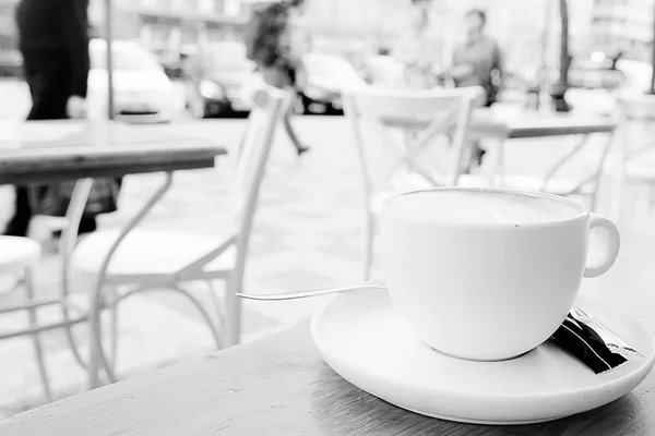 cup of coffee for breakfast in a cafe in modern interior, a European breakfast