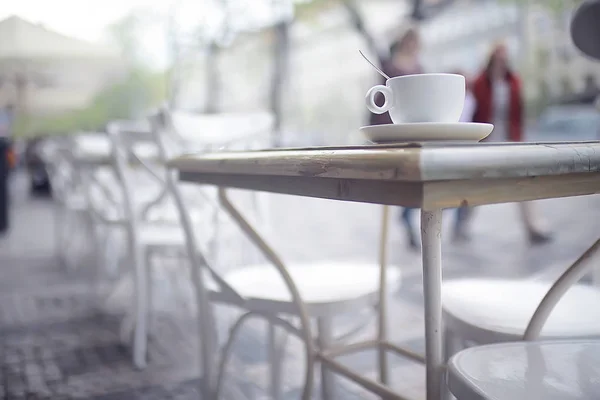 Tasse Kaffee Zum Frühstück Einem Café Modernen Interieur Ein Europäisches — Stockfoto