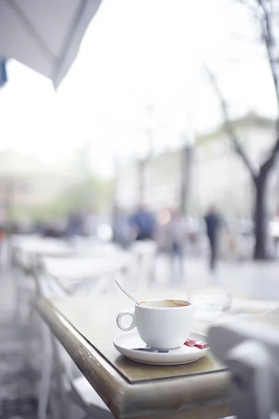 cup of coffee for breakfast in a cafe in modern interior, a European breakfast