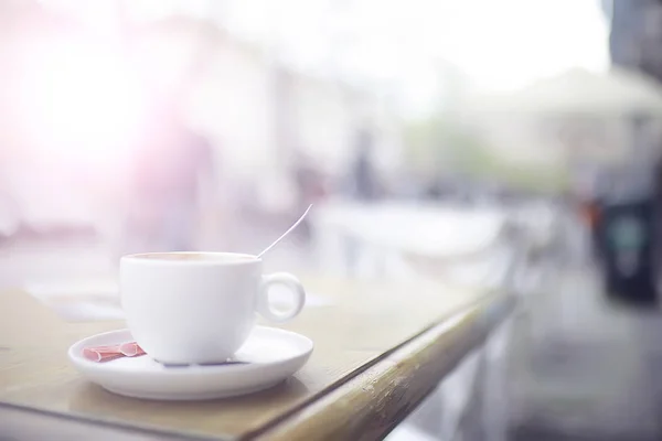 Kopje Koffie Bij Het Ontbijt Een Café Modern Interieur Een — Stockfoto