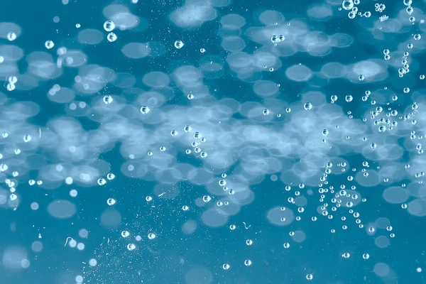 Kék Víz Buborékok Háttér Absztrakt Friss Nyári Mintázat — Stock Fotó