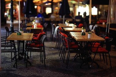 Restoran iç / hizmet eden ve ayrıntılar bulanık bokeh arka plan, kavramı karşılayan, Restoran modern arka plan bulanık