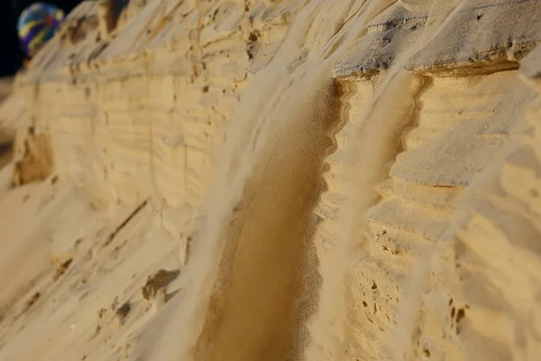 Texture Sabbia Annegata Dalle Dune Valanga Sabbia Rovescia Dalla Duna — Foto Stock