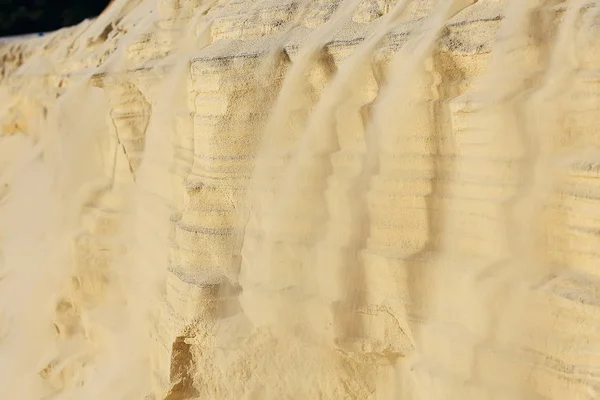 texture of  sand drowned by dunes. Sand avalanche is showered off the dune