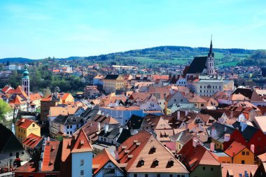 Çek Krumlov şehri panoramik manzaralı