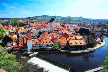 Çek Krumlov şehri panoramik manzaralı
