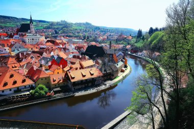 panoramik Vltava Nehri, Prague, Çek Cumhuriyeti köprüden 