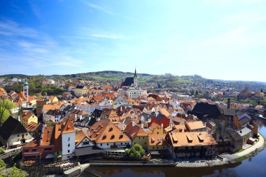 Çek Krumlov şehri panoramik manzaralı