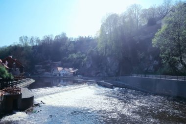 panoramik Vltava Nehri, Prague, Çek Cumhuriyeti köprüden 