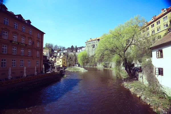 Panoramablick Auf Die Tschechische Stadt Krumlov — Stockfoto