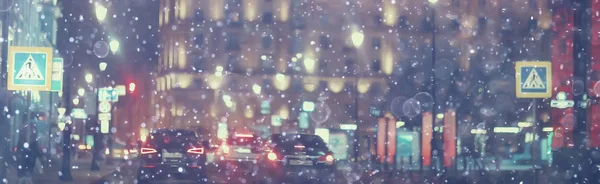 Θολή Εικόνα Της Κυκλοφορίας Στον Αυτοκινητόδρομο Χειμώνα Εποχιακά Auto Έννοια — Φωτογραφία Αρχείου