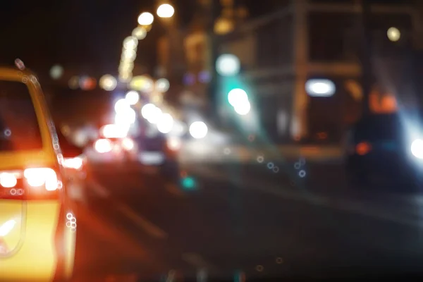 Nachts Verschwommene Sicht Auf Den Verkehr Auf Der Autobahn — Stockfoto