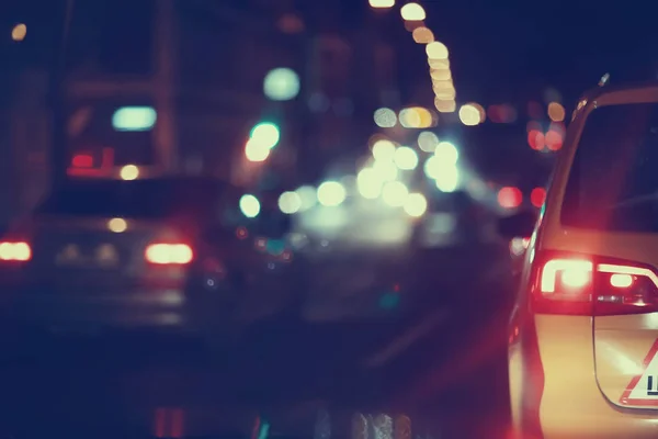 Wazig Zicht Van Verkeer Highway Bij Nacht — Stockfoto