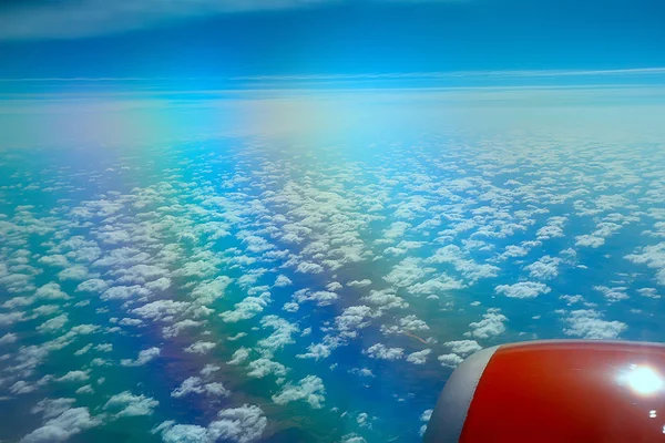 Vista Aérea Tierra Ala Del Avión Vista Desde Cabina Avión —  Fotos de Stock