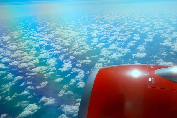 Vista Aerea Terra Ala Aereo Vista Dalla Cabina Aereo Concetto — Foto Stock