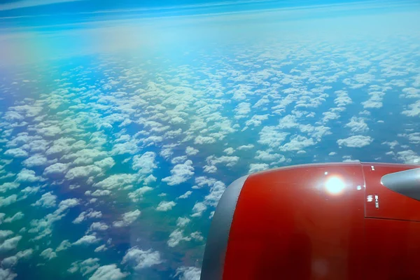 Vista Aerea Terra Ala Aereo Vista Dalla Cabina Aereo Concetto — Foto Stock