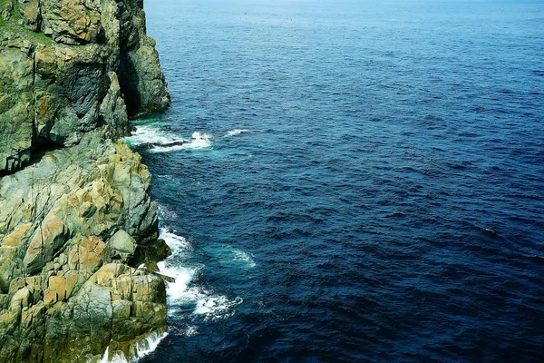 Yüksek Deniz Kıyısı Yeşil Doğa Şaşırtıcı Uçurumdan — Stok fotoğraf