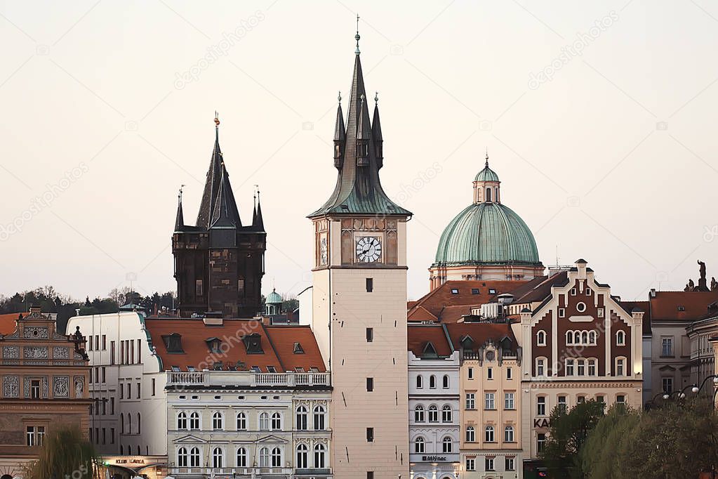 antique architecture of Catholic cathedral in Prague, Czech republic