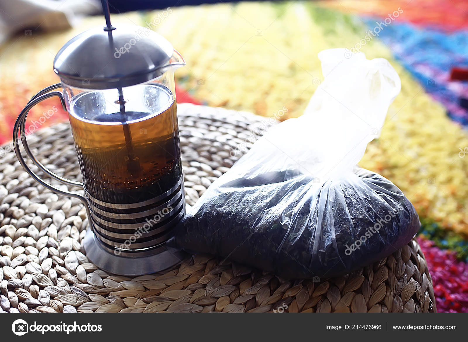 Indian Tea Glass Teapot Background Bright Carpet National Indian Drink