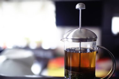 Cam çaydanlık parlak halı, Ulusal Hint içki çerçevede Hint çayı