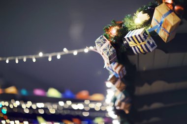 Yılbaşı ışıkları, Moskova, şehir gece şenlikli aydınlatma