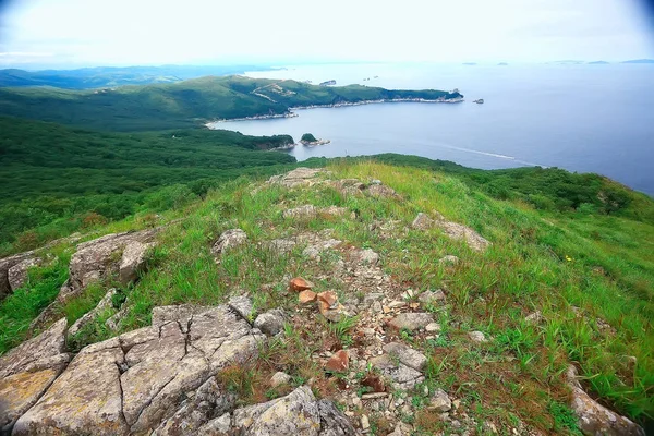 Hoge Kust Groen Van Klif Geweldige Natuur — Stockfoto