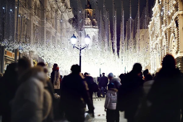 New Year Lights Moscow City Night — Stock Photo, Image