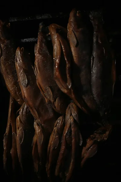 Truta Sendo Grelhada Carvão Vegetal Comida Trek — Fotografia de Stock