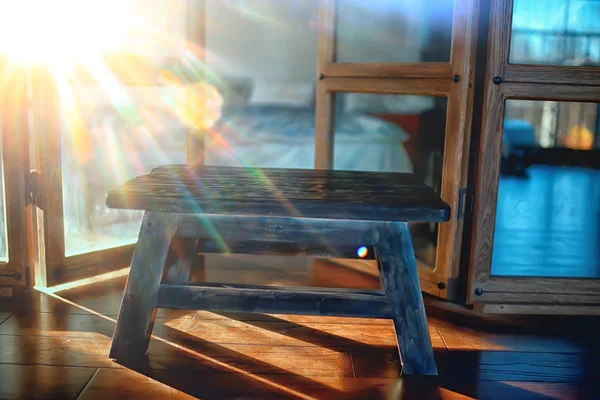 Loft Holzhocker Möbelobjekt — Stockfoto