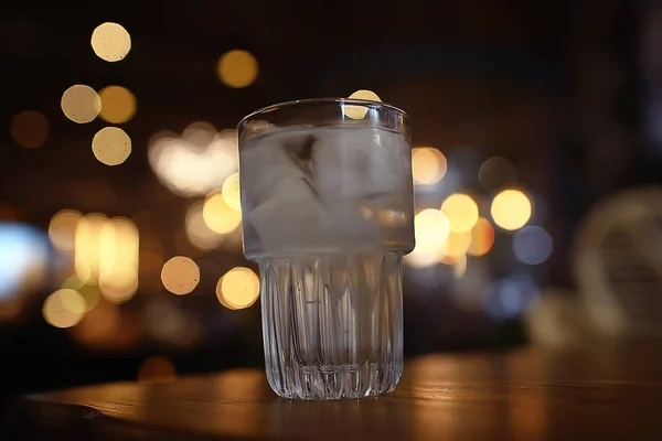 glass of cold clear water in the restaurant