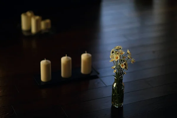 Strauß Kamillen Der Vase Frischer Frühlingsstrauß Von Wildblumen — Stockfoto