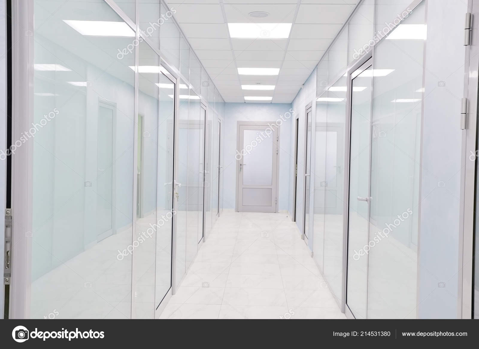 Modern Medical Clinic Bright Blurred Background Corridor