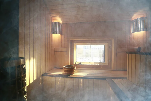 Sauna Ahşap Banyolar Ahşap Banklar Sauna Spa Karmaşık Otelde Şezlong — Stok fotoğraf