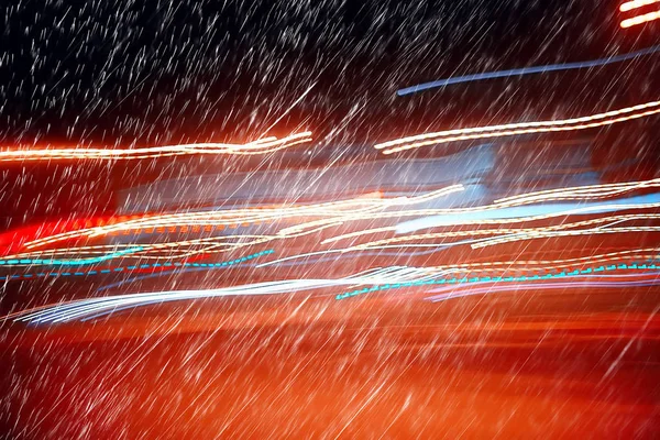 Autunno Pioggia Luci Della Città Offuscata Sfondo Ottobre Con Gocce — Foto Stock