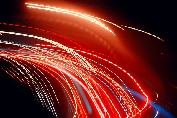 Glowing Traces Headlights Blurred Night City Background — Stock Photo, Image