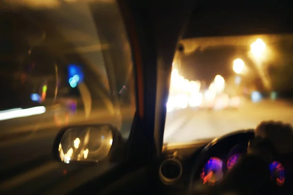 Vedere Neclară Traficului Autostradă Timp Noapte — Fotografie, imagine de stoc