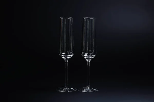 Empty Clean Glasses Champagne Table — Stock Photo, Image