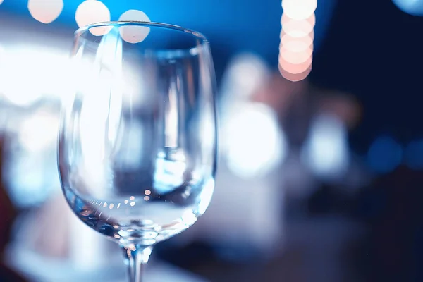 Pusty Wina Okulary Restauracja Wnętrza Porcję Pięknie Serwowane Szkło Wino — Zdjęcie stockowe