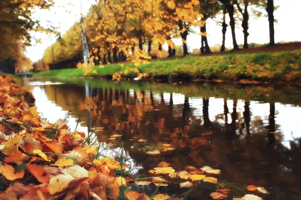 Autumn Alley Park Autumn Walk City Park Weekends Alone Concept — Stock Photo, Image