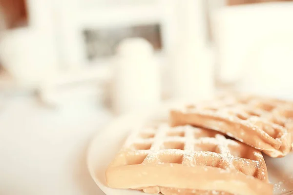 Viennese Waffles Breakfast Delicious Fresh Dessert Cafe — Stock Photo, Image