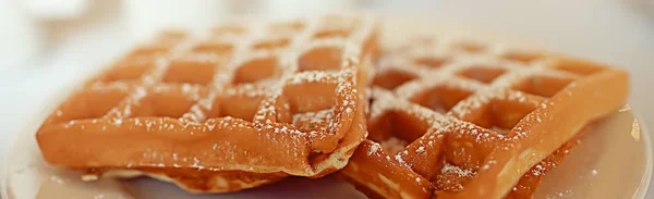 Gofres Vieneses Para Desayuno Delicioso Postre Fresco Cafetería — Foto de Stock